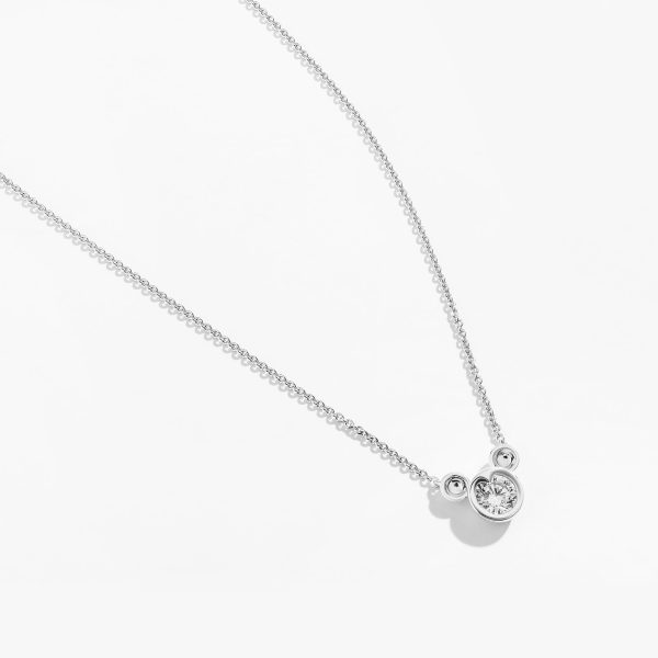 Mickey Mouse Silhouette White Topaz Necklace, Sterling Silver on Sale