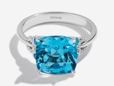 Mickey Mouse Swiss Blue Topaz Cocktail Ring with 1 10 CT.TW. Diamonds Hot on Sale