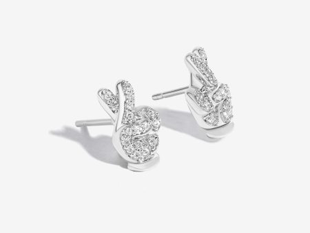 Mickey Mouse 1 7 CT.TW. Diamond   Fingers Crossed  Stud Earrings, Sterling Silver Online