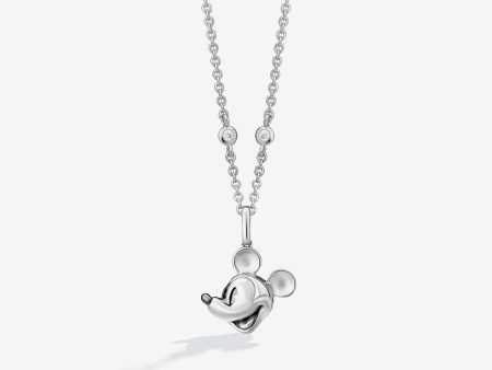 Mickey Mouse 1 4 CT.TW. Diamonds-by-the-yard Necklace with Mickey Silhouette, Sterling Silver Online