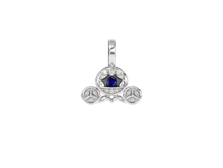 Cinderella Carriage Charm in Sterling Silver with Blue Sapphire and Accent Diamonds Online now