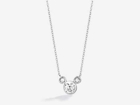 Mickey Mouse Silhouette White Topaz Necklace, Sterling Silver on Sale