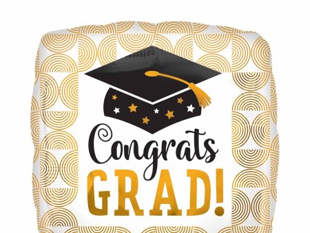 Congrats Grad Ribbed Lines Foil 45cm For Cheap