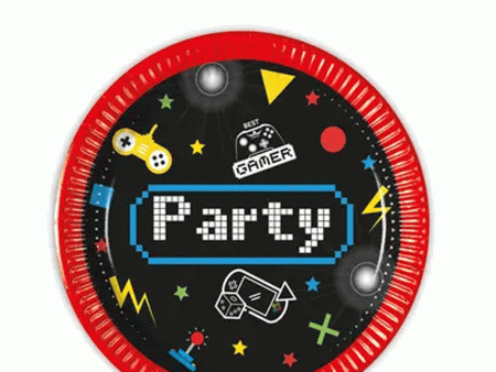 Gaming Party Paper Plates 7in, 8pcs Supply