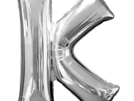 Silver Letter K SuperShape Foil Balloon 66x83cm For Cheap