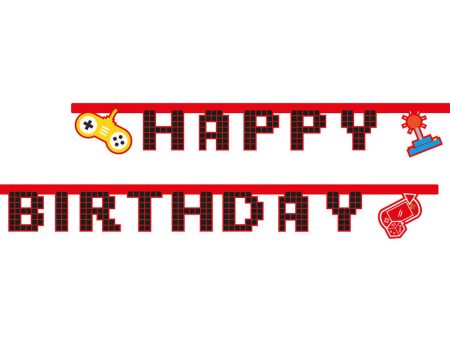 Gaming Party Happy Birthday Banner Die-Cut Discount