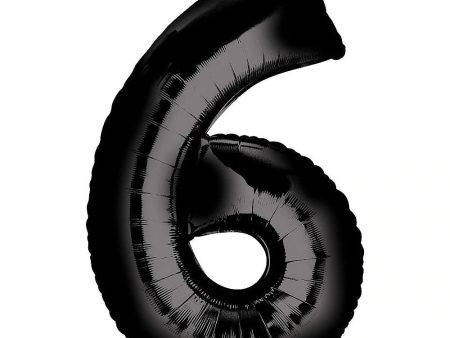 Number 6 Black Foil Balloon 58x86cm Fashion