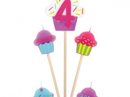 #4 Cupcake Birthday Pick Candle Cheap