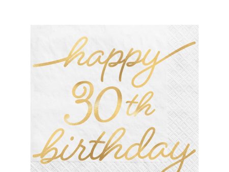 30th Golden Age Birthday Beverage Napkins Lowcount Supply