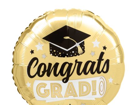 Congrats Grad Shiny Gold Foil Balloon 45cm Online now