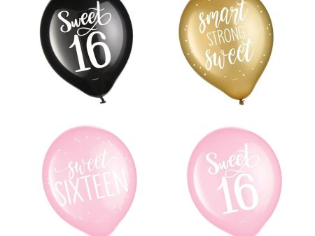 Sixteen Blush Printed Latex Balloons Assorted Colors Sale