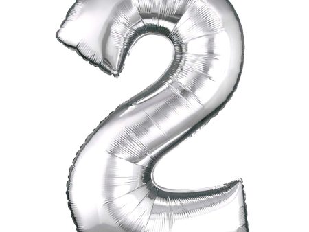 Silver Number 2 SuperShape Foil Balloon 55x83cm Sale