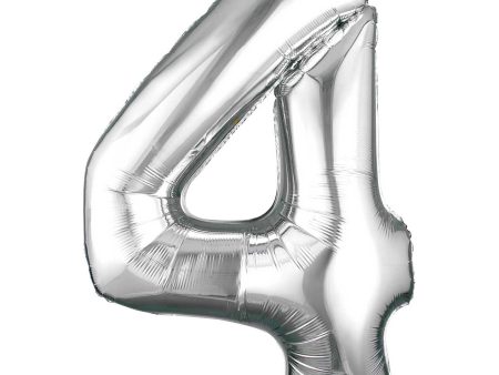 Silver Number 4 SuperShape Foil Balloon 60x91cm Online Hot Sale