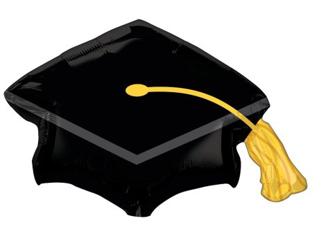 Black Grad Cap SuperShape Balloon 78x55cm For Cheap