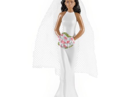 African American Bride Plastic Cake Topper 4.25in Cheap