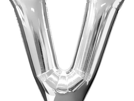 Silver Letter V SuperShape Foil Balloon 81x81cm Online