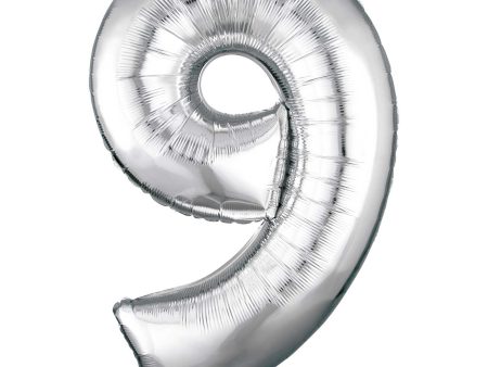 Silver Number 9 SuperShape Foil Balloon 58x88cm Online