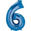 Blue Number 6 SuperShape Foil Balloon 55x86cm Hot on Sale