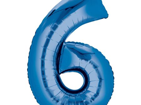 Blue Number 6 SuperShape Foil Balloon 55x86cm Hot on Sale