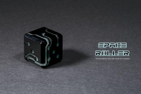 Space Roller Dice - Blue Glow Black Finish Space Roller Dice Hot on Sale