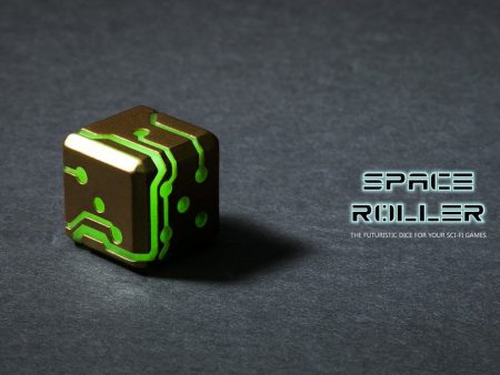 Space Roller Dice - Green Glow Bronze Finish Space Roller Dice For Sale