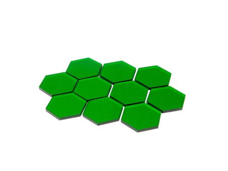 Broken Token - Transparent Green 34mm Hex Tiles (10) Online Sale