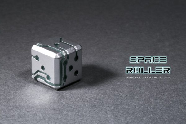 Space Roller Dice - Blue Glow Silver Finish Space Roller Dice on Sale