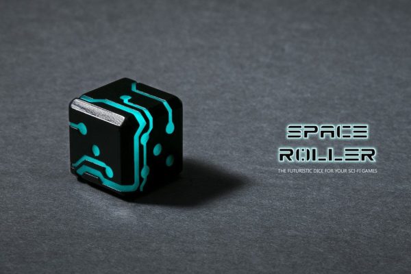 Space Roller Dice - Blue Glow Black Finish Space Roller Dice Hot on Sale