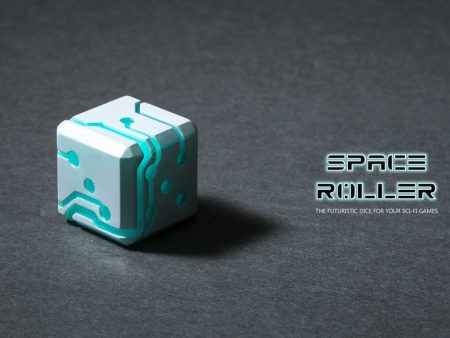 Space Roller Dice - Blue Glow White Finish Space Roller Dice For Sale